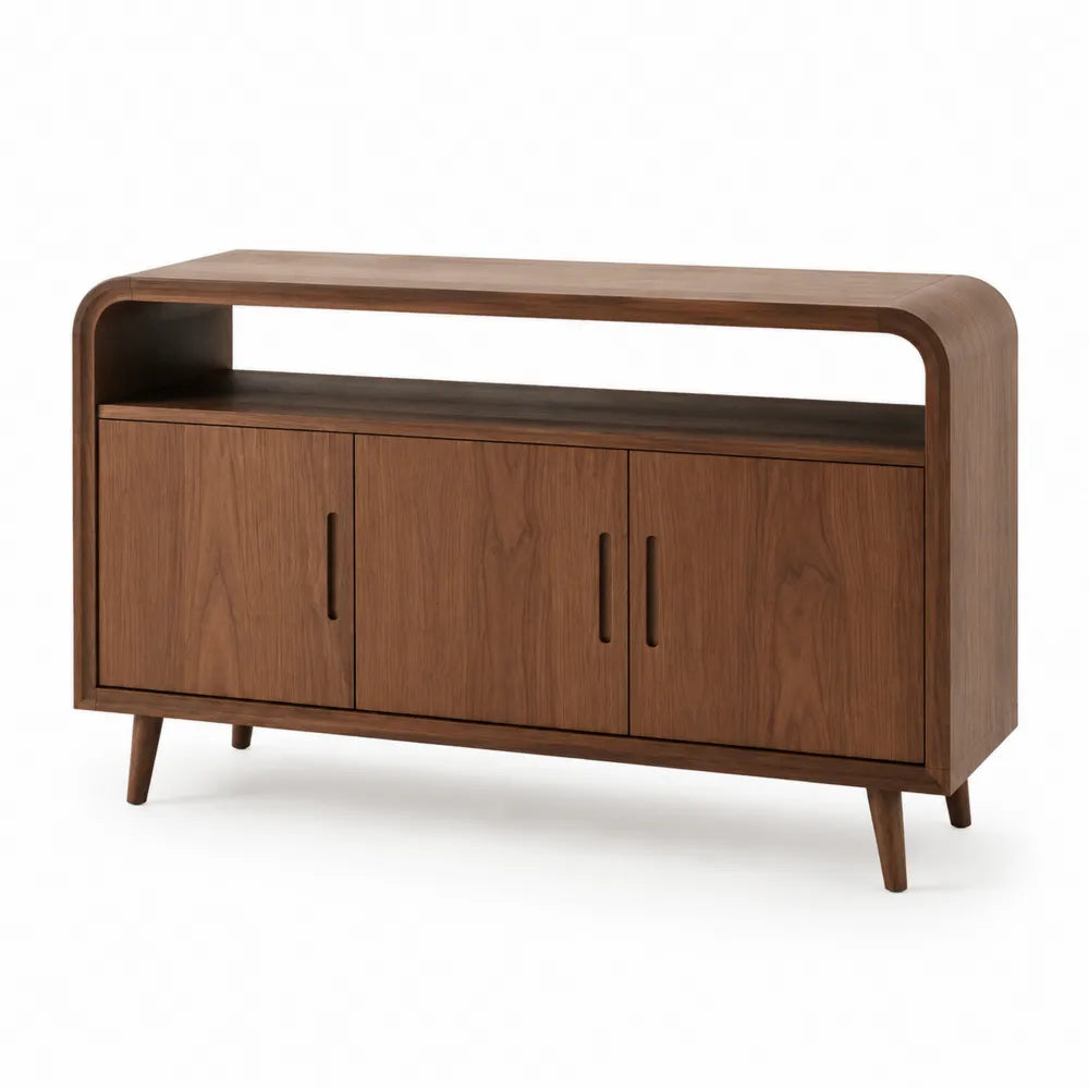 Buffet bas en bois de noyer avec 3 portes