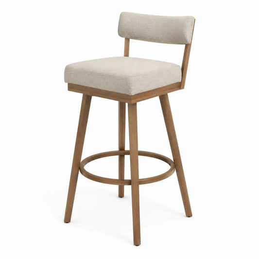 Tabouret de bar en bois avec siège en tissu beige