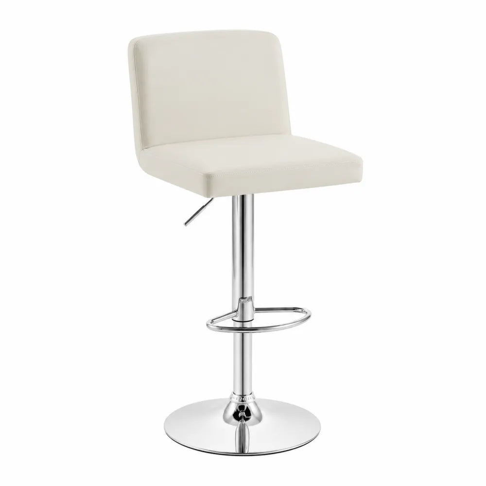 Tabouret de bar en similicuir blanc avec base en acier chromé
