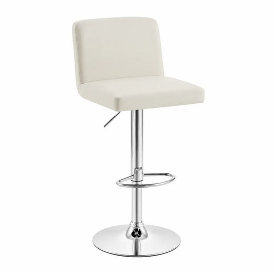 Tabouret de bar en similicuir blanc avec base en acier chromé