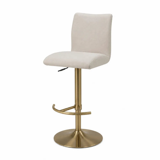 Tabouret en métal doré avec assise en tissu beige