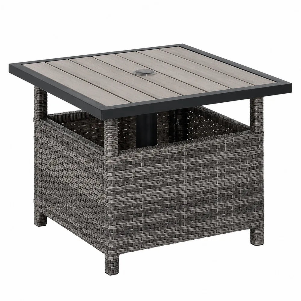Table d'extérieur carrée en rotin avec plateau composite 74x74x67 cm