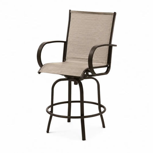 Chaise de bar d'extérieur en acier et textilène