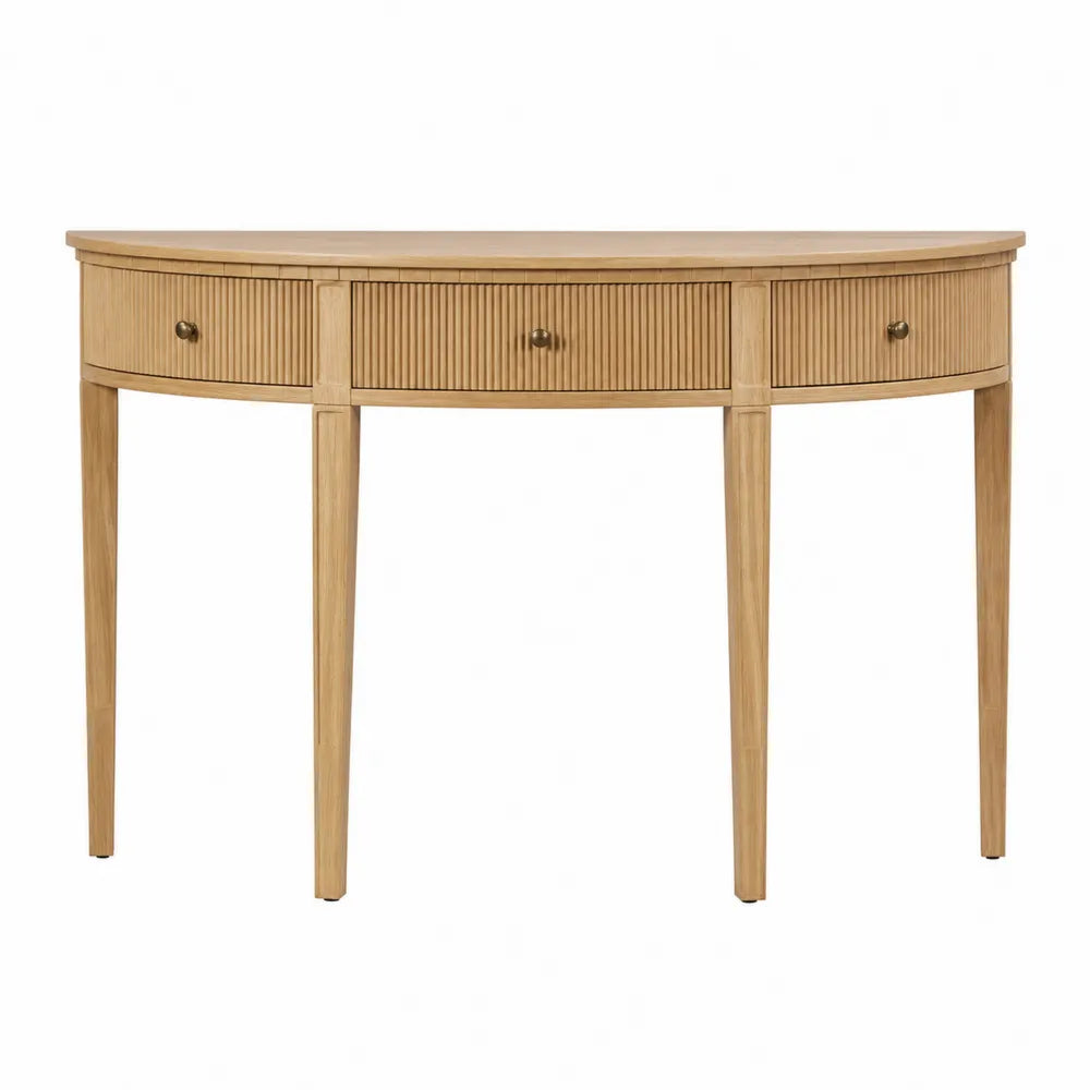 Console demi-cercle en bois de chêne avec tiroirs 120 cm