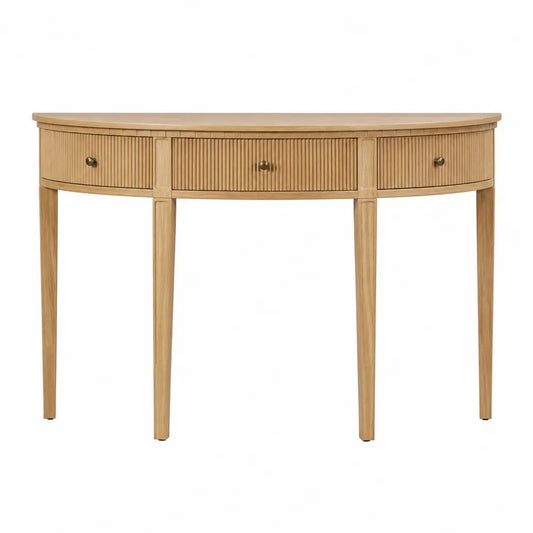 Console demi-cercle en bois de chêne avec tiroirs 120 cm